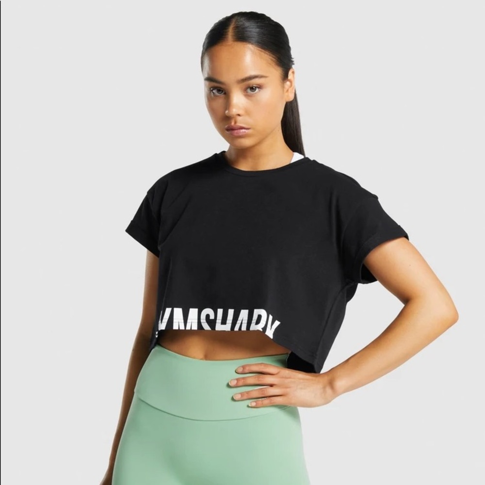 Green Gymshark Fraction Crop Top, S